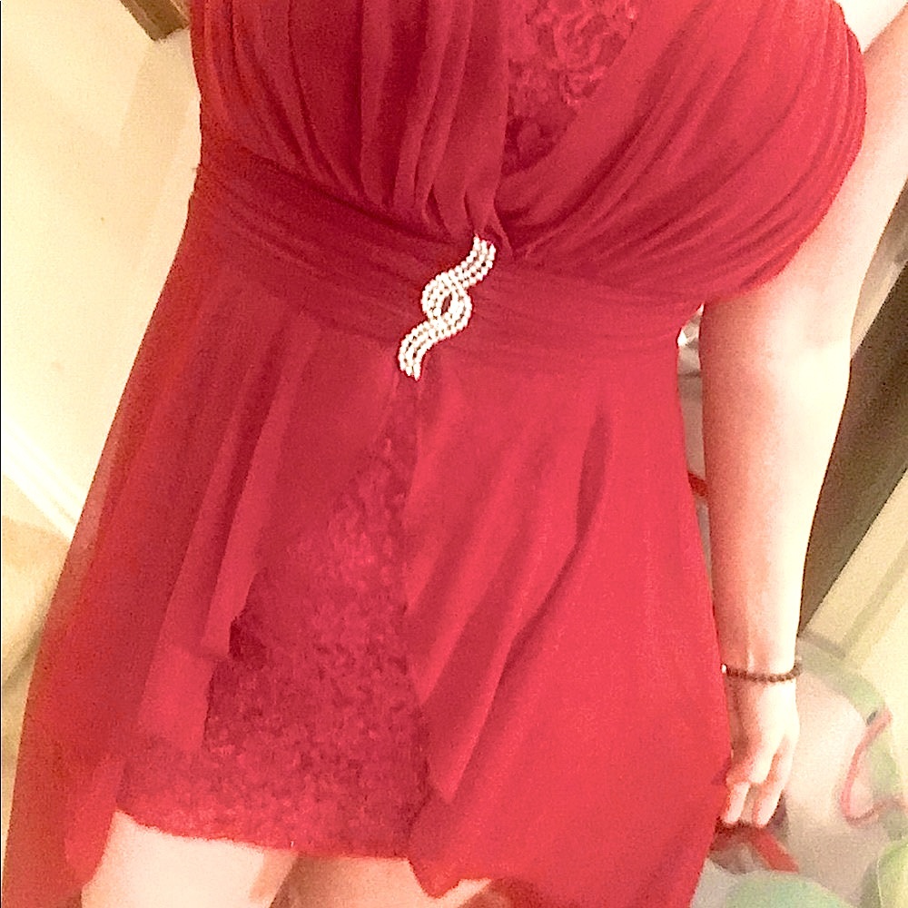 Strapless high low red prom dress size M ❤️ - Picture 3 of 13